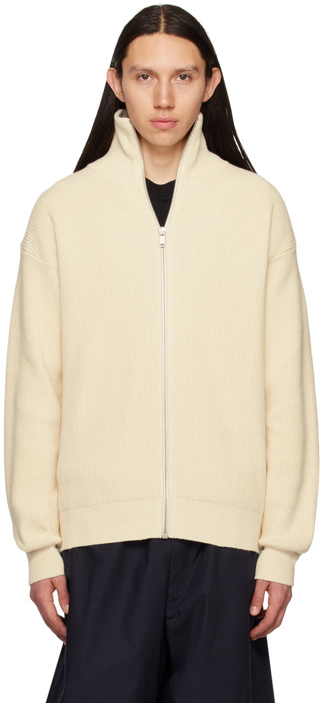 Sweater Jil Sander Jil Sander Zip Cardigan Beige | J47HP0001_J15365