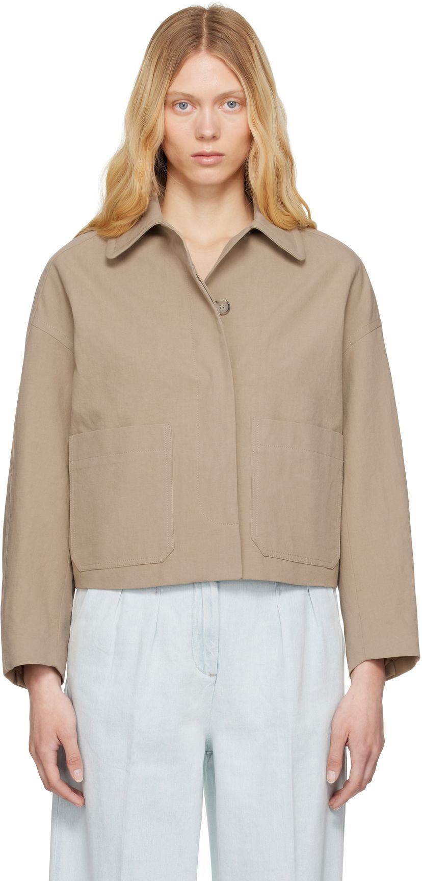 Jakke A.P.C. A.P.C. Bianca Cropped Jacket Beige | COGXT-F32005