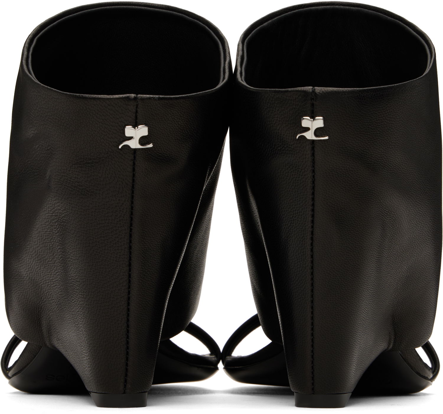 Sneakers og sko Courrèges Courrèges Oblique Wedged Leather Mules Sort | 225SSD037AG0030, 1