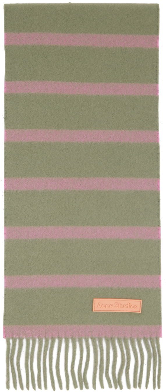 Tøj Acne Studios Green & Pink Striped Scarf Beige | CA0280-