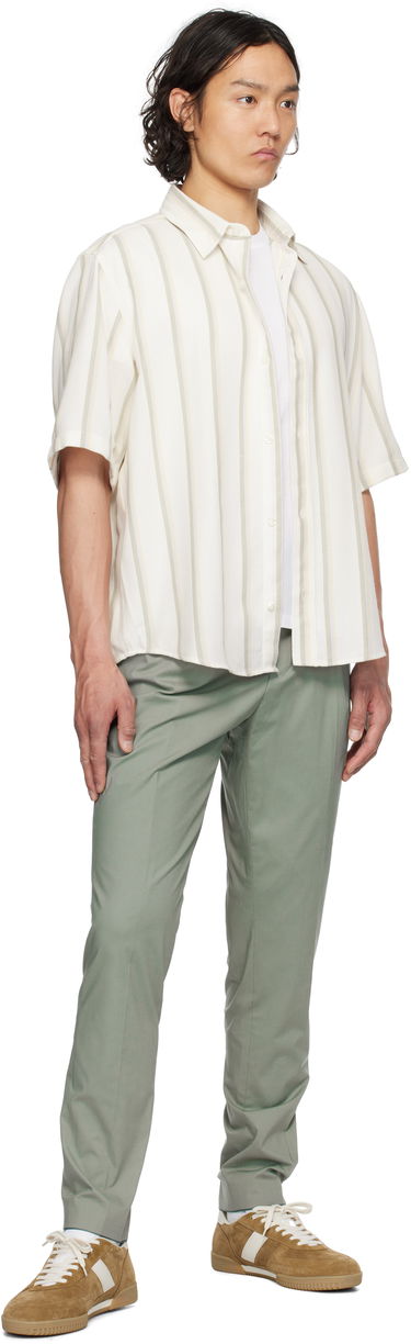 Skjorte BOSS Hugo Loose-Fit Striped Open-Weave Shirt Beige | 50539341, 3