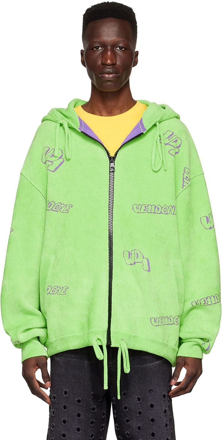 Sweatshirt We11done We11done Viscose Zip-Up Hoodie Grøn | WD-KJ1-22-616-U-LM, 0