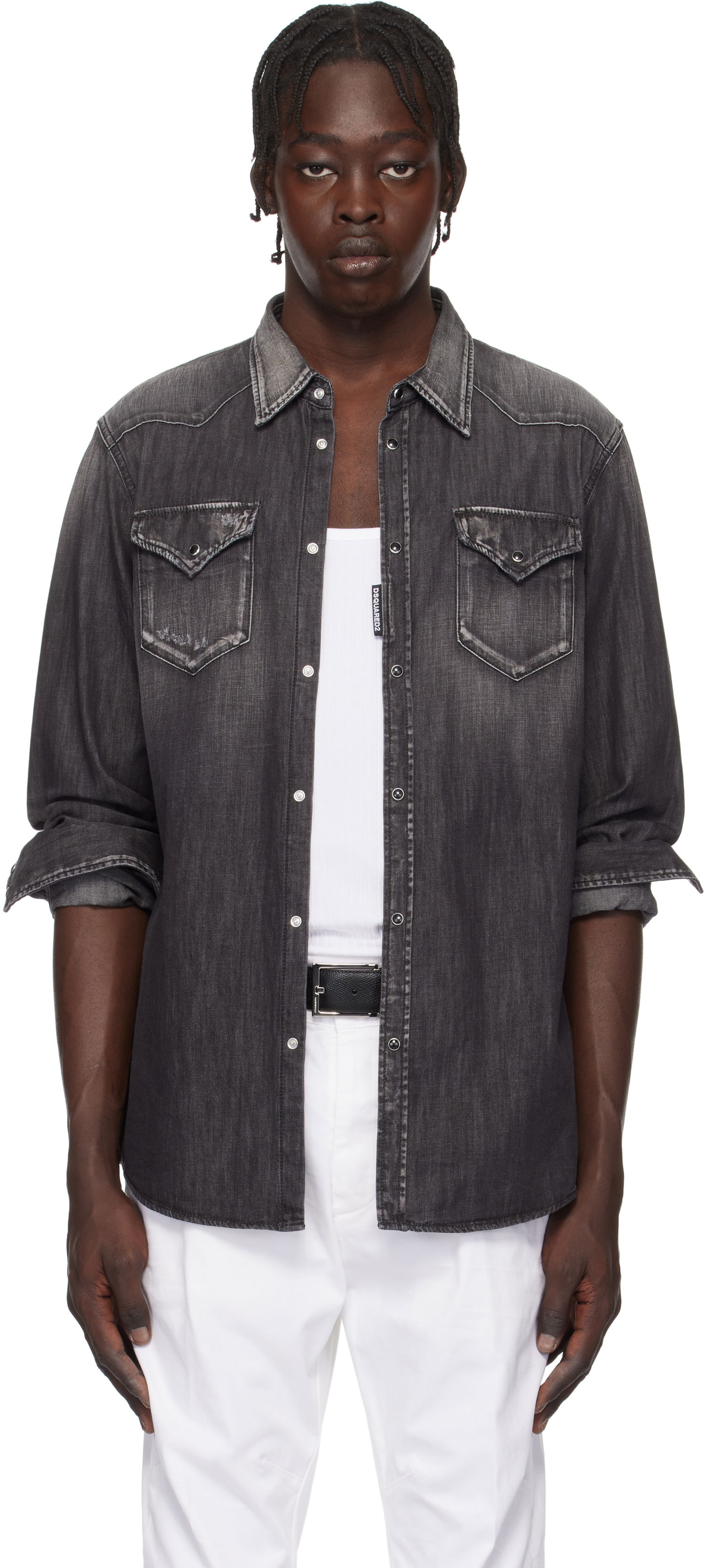 Skjorte DSQUARED2 Dsquared2 Classic Western Denim Shirt Grå | S74DM0848_S30826, 0