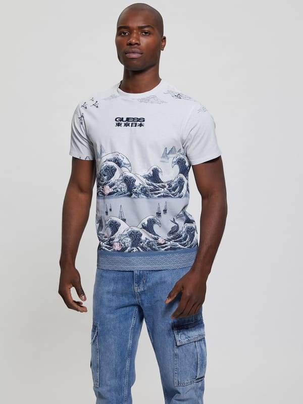 T-shirt GUESS All Over Print Hvid | M4GI38K9RM1, 0