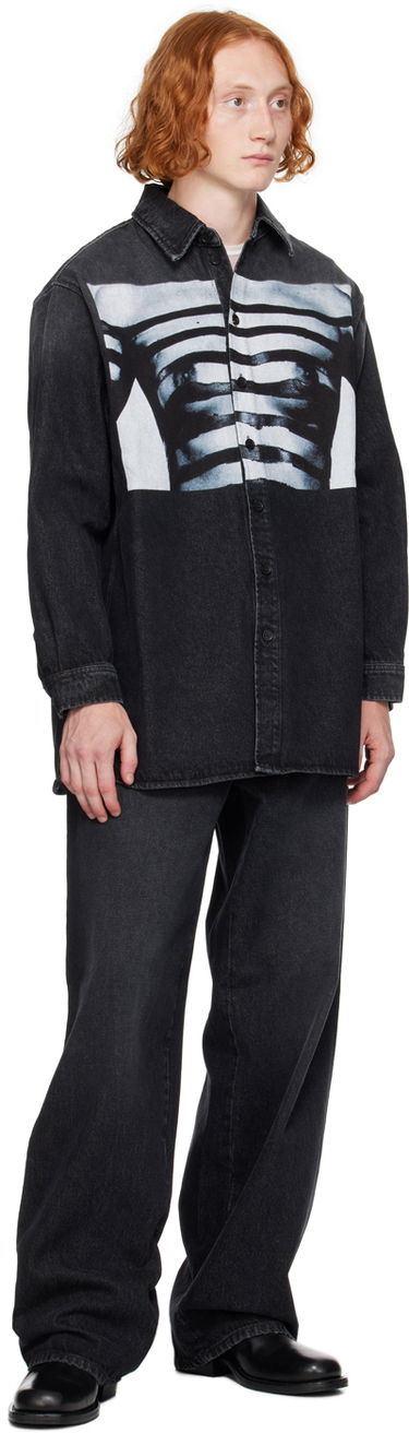 Skjorte Jean Paul Gaultier Jean Paul Gaultier 'The Body Marinière' Print Denim Shirt Sort | 24/30-F-CH063I-D016-060100, 3