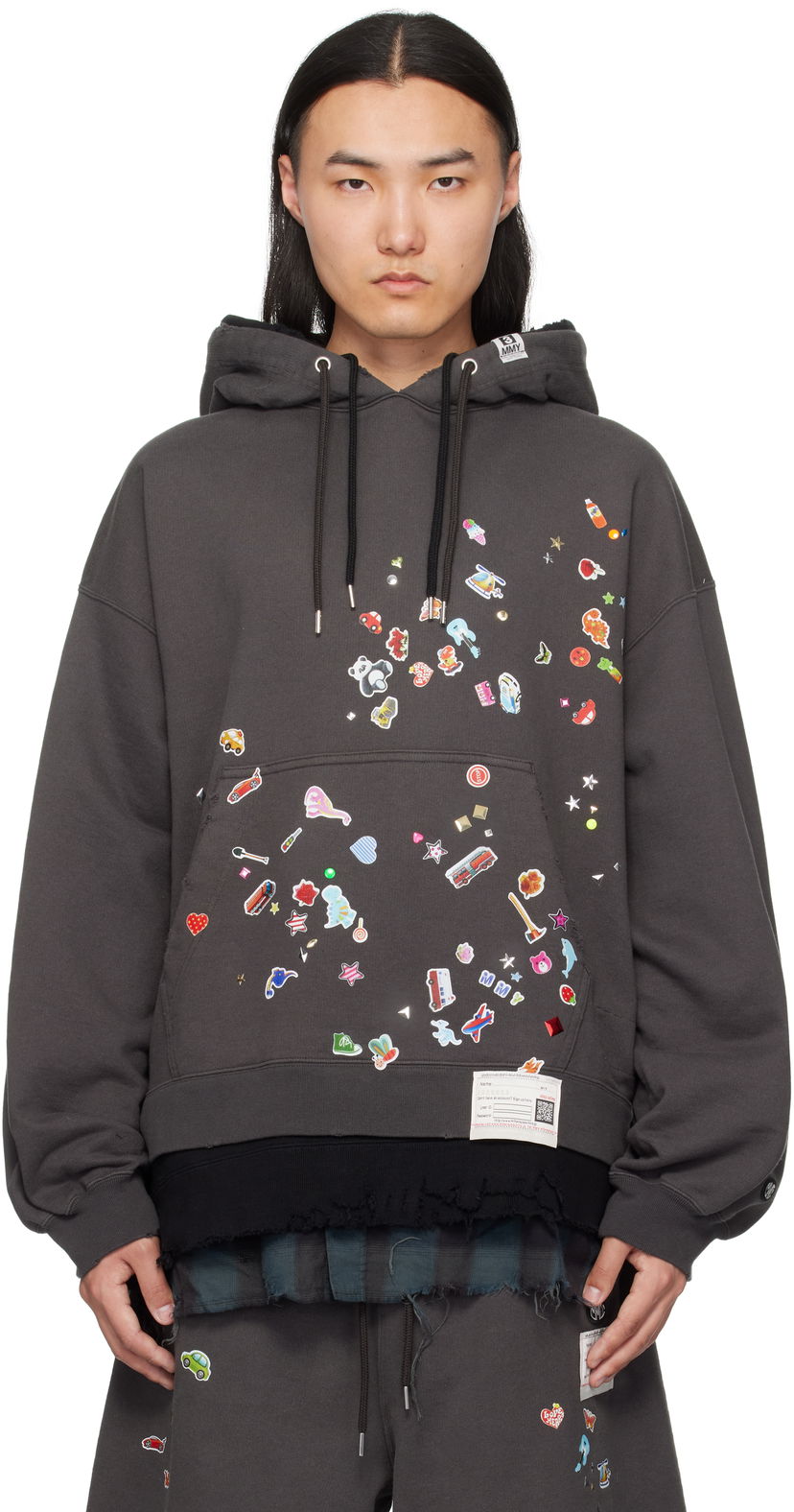 Sweatshirt Maison MIHARA YASUHIRO Maison MIHARA YASUHIRO Triple Layered Graphic Hoodie Grå | A14HD551