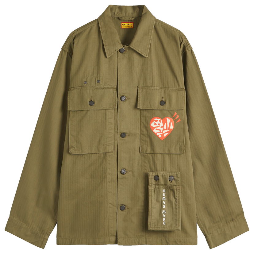 Skjorte Human Made Human Made Military Over Shirt, Size Large Grøn | HM29SH004-OLV