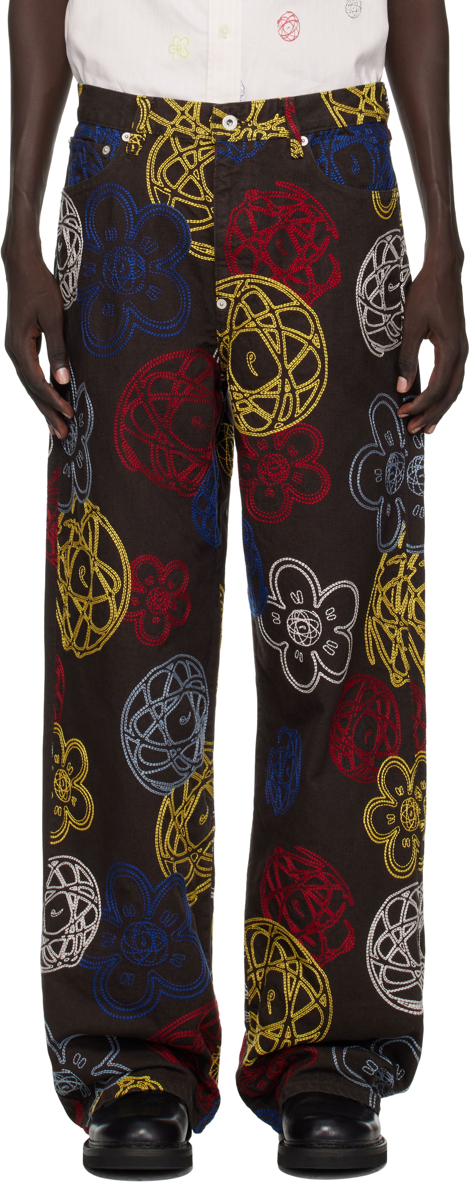 Bukser KENZO Kenzo Paris Futura 2000 Edition Embroidered Trousers Sort | FF65PA3839G2, 0