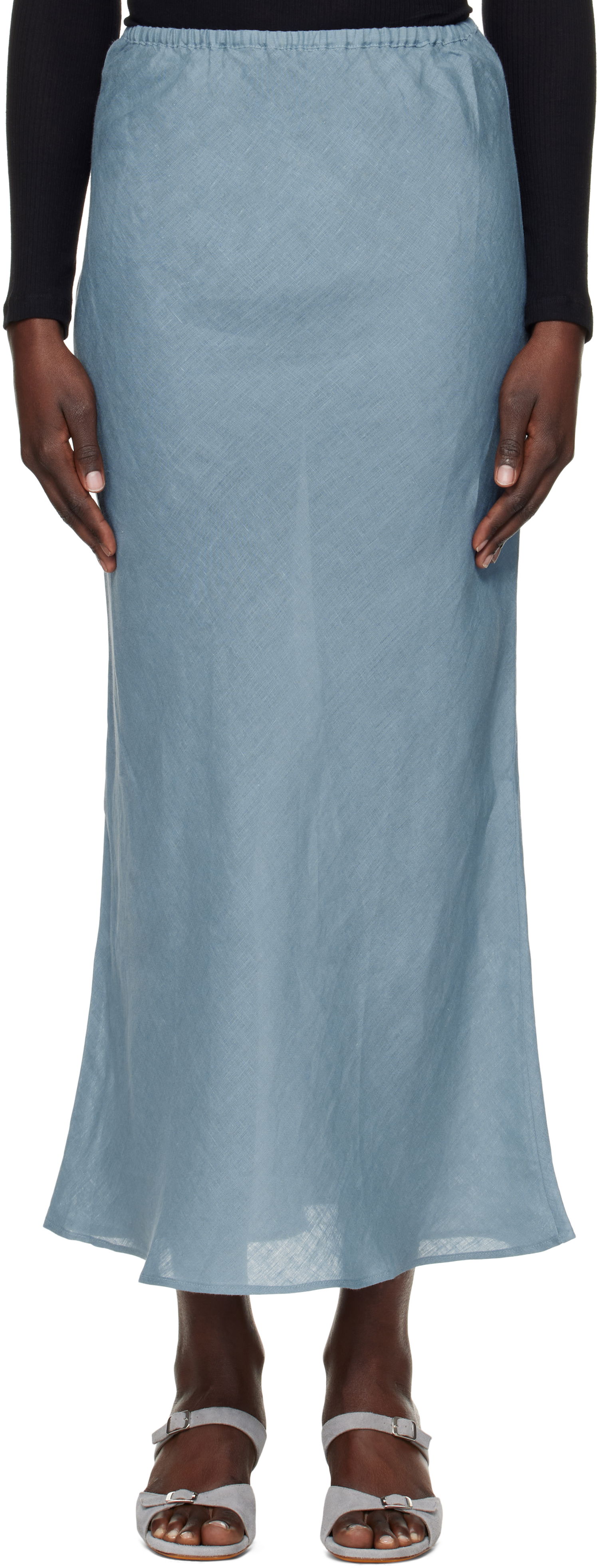 Nederdel Baserange Maxi Linen Skirt Blå | SKDY-SL-SP25, 0