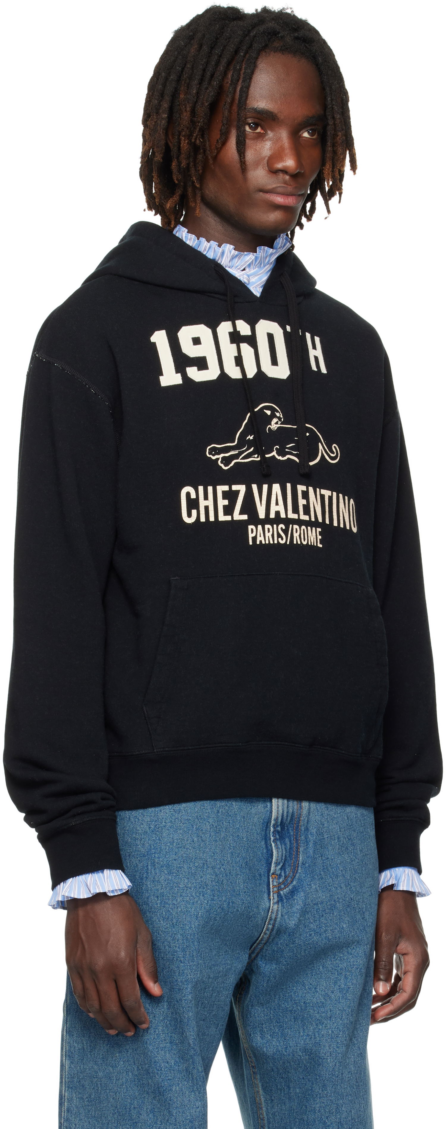 Sweatshirt Valentino Valentino 'Chez Valentino' Hoodie Sort | 7V3MF29MB1M, 1