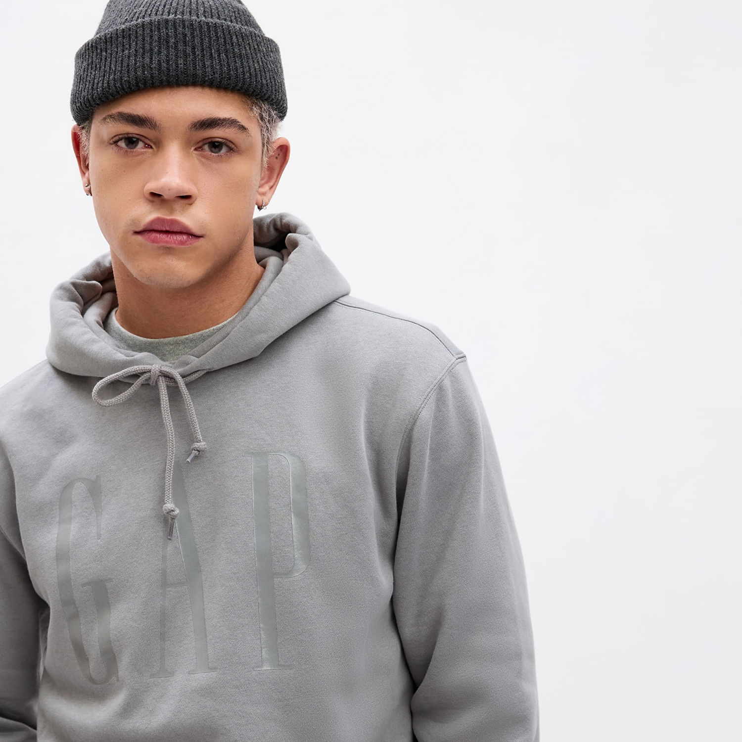 Sweatshirt GAP Shine Logo Hoodie Pilot Grey Grå | 829192-02, 1