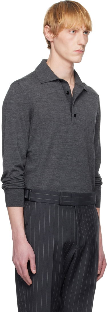 Polo skjorte Tom Ford TOM FORD Fine Gauge Wool Polo Grå | KPL003-YMW070S25, 1