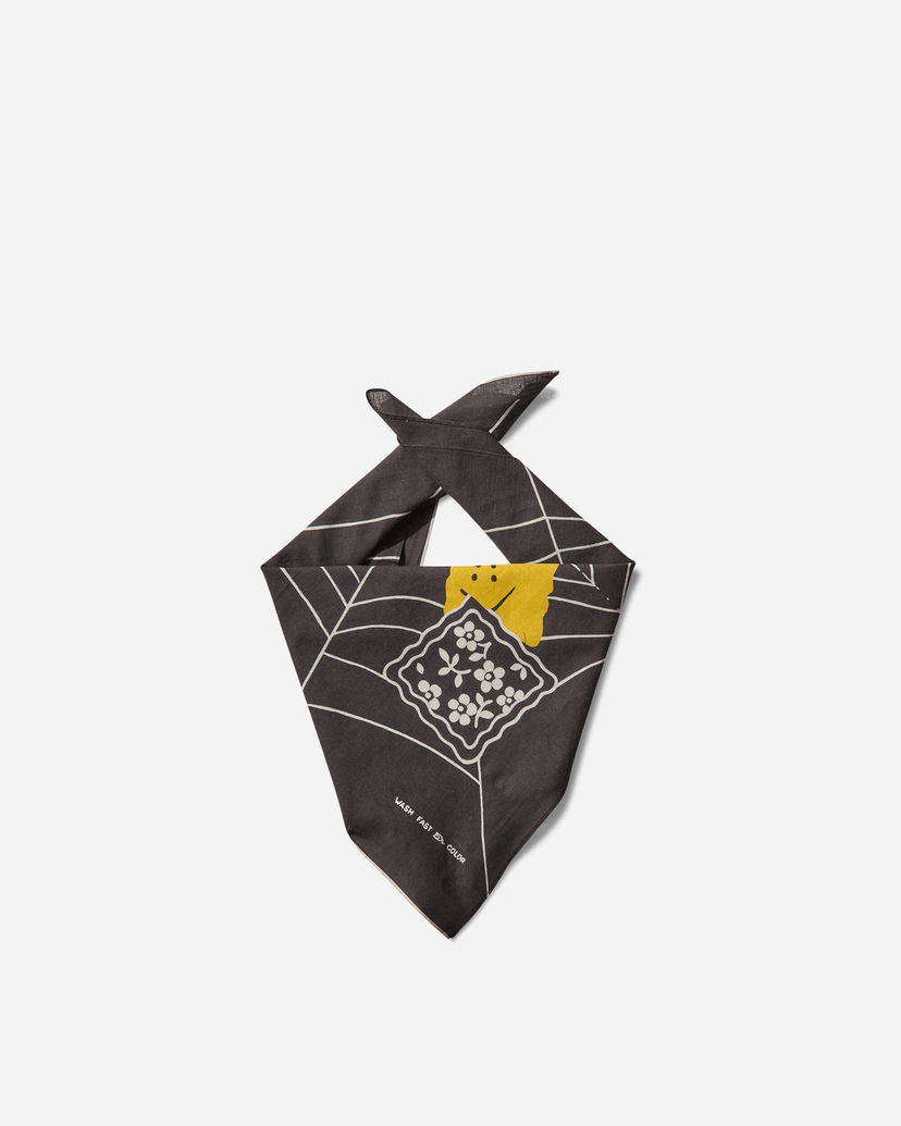 Tørklæde KAPITAL Fastcolor Selvedge Bandana Spider Peckish Sort | K2504BA529 BLACK