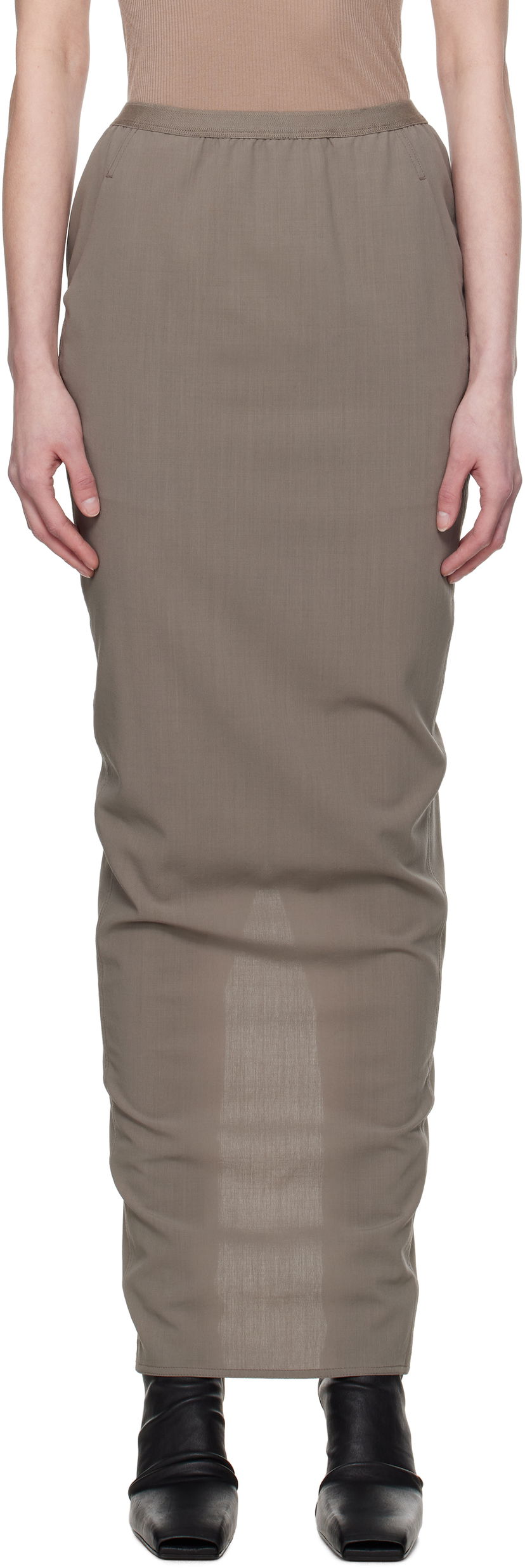 Nederdel Rick Owens Rick Owens Hollywood Soft Pillar Maxi Skirt Brun | RP01E7331 WLP