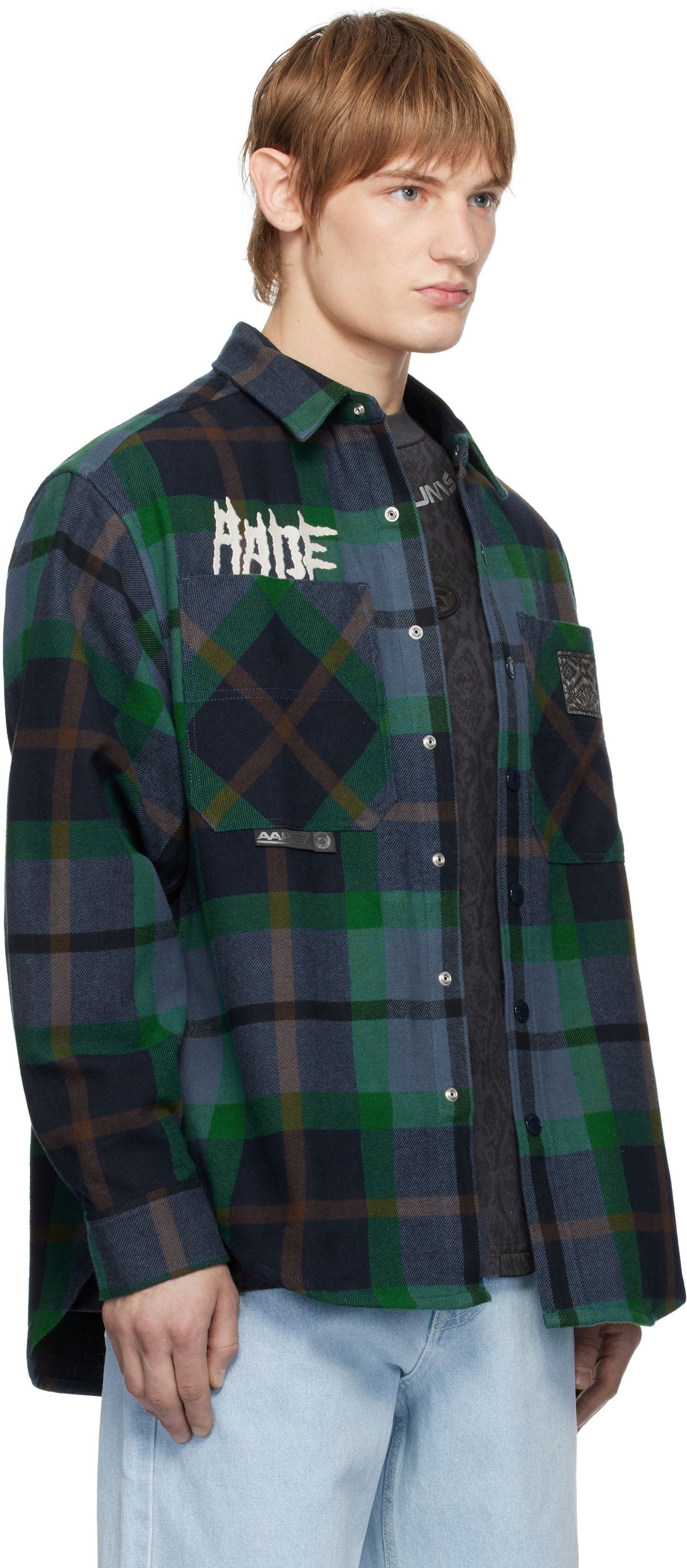 Skjorte AAPE by A Bathing Ape AAPE by A Bathing Ape 'AAPE UNVS' Long Sleeve Check Shirt Blå | AAPSTM8504XXNNYM, 1