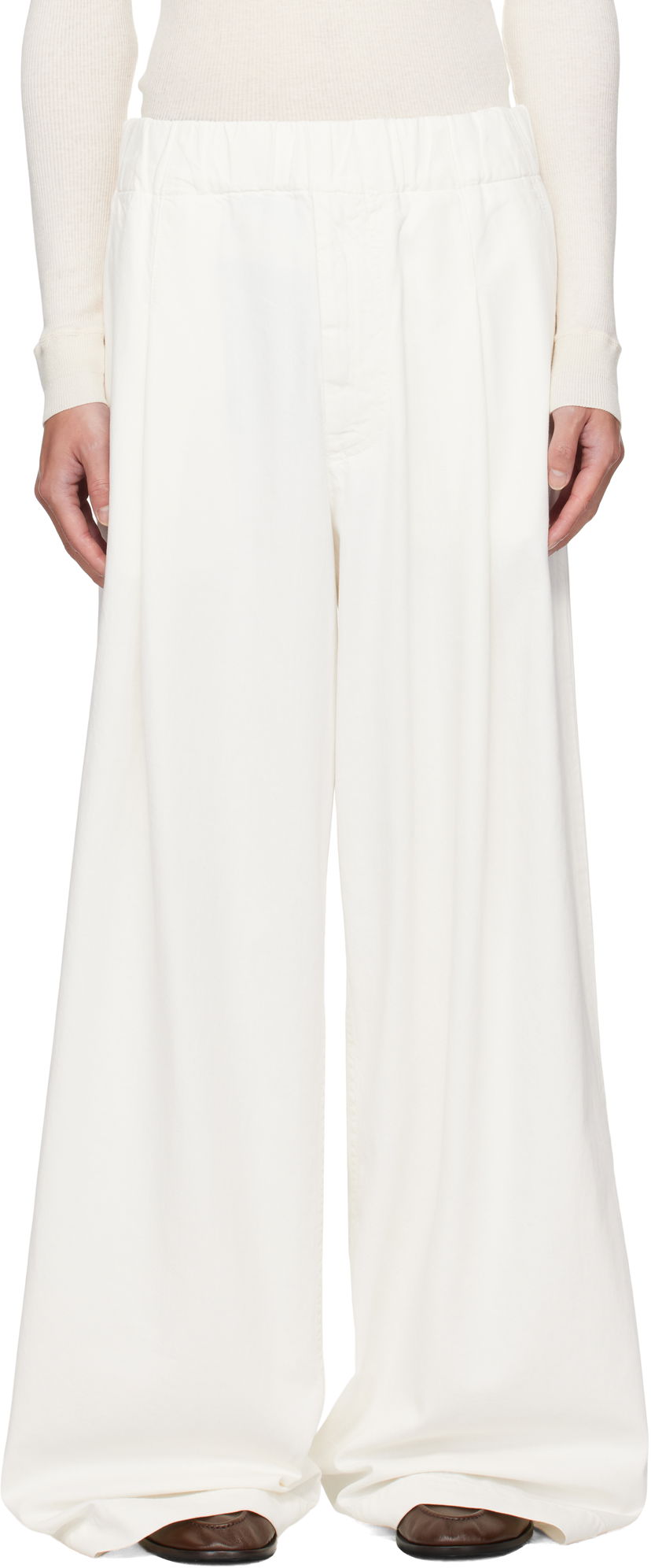 Bukser og jeans Dries Van Noten Dries Van Noten Drawstring Wide-Leg Pants Hvid | 252-020926-2382