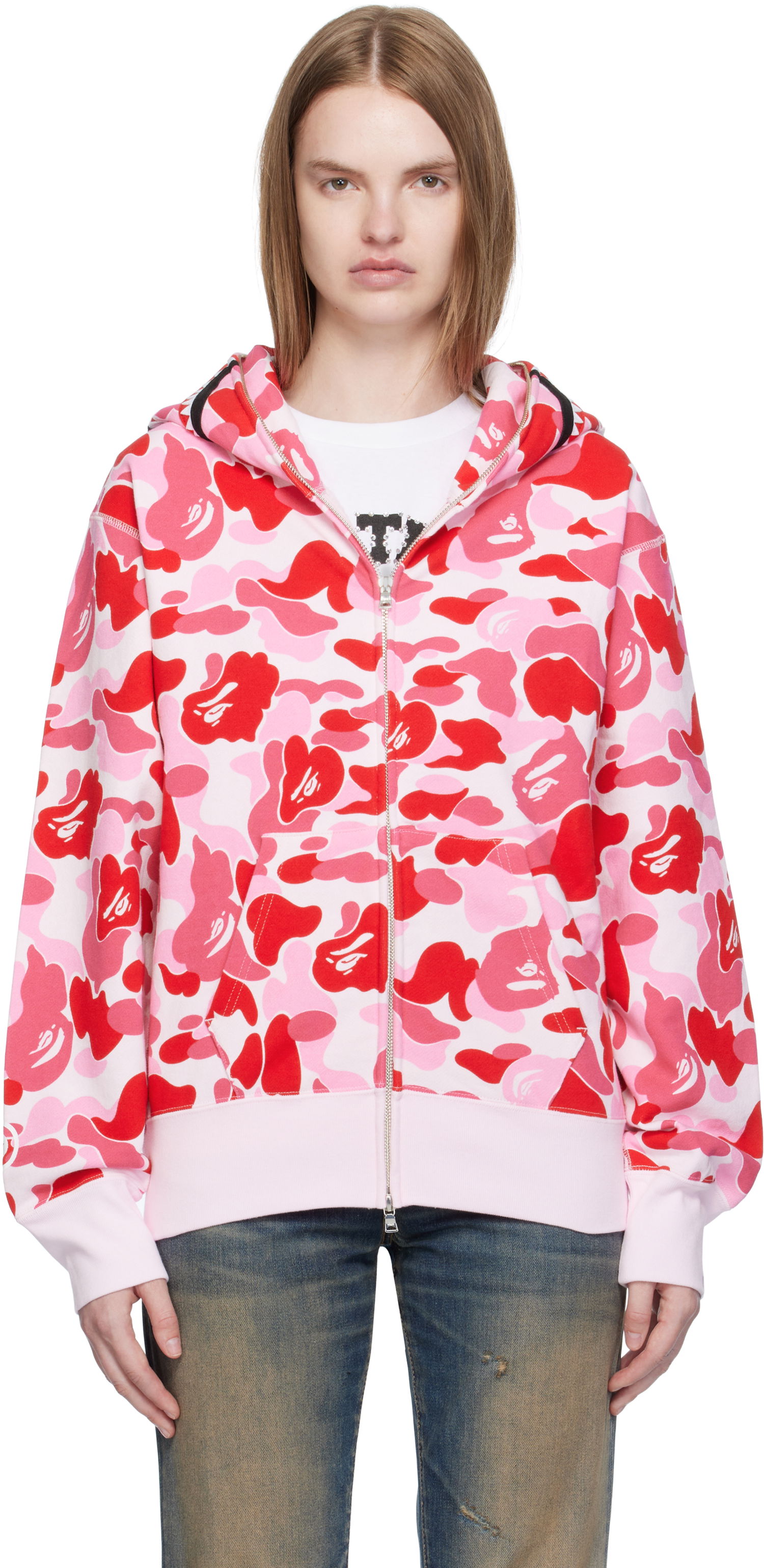 Sweatshirt BAPE A Bathing Ape ABC Camo Shark Full Zip Hoodie Lyserød | 001ZPL302003L, 0