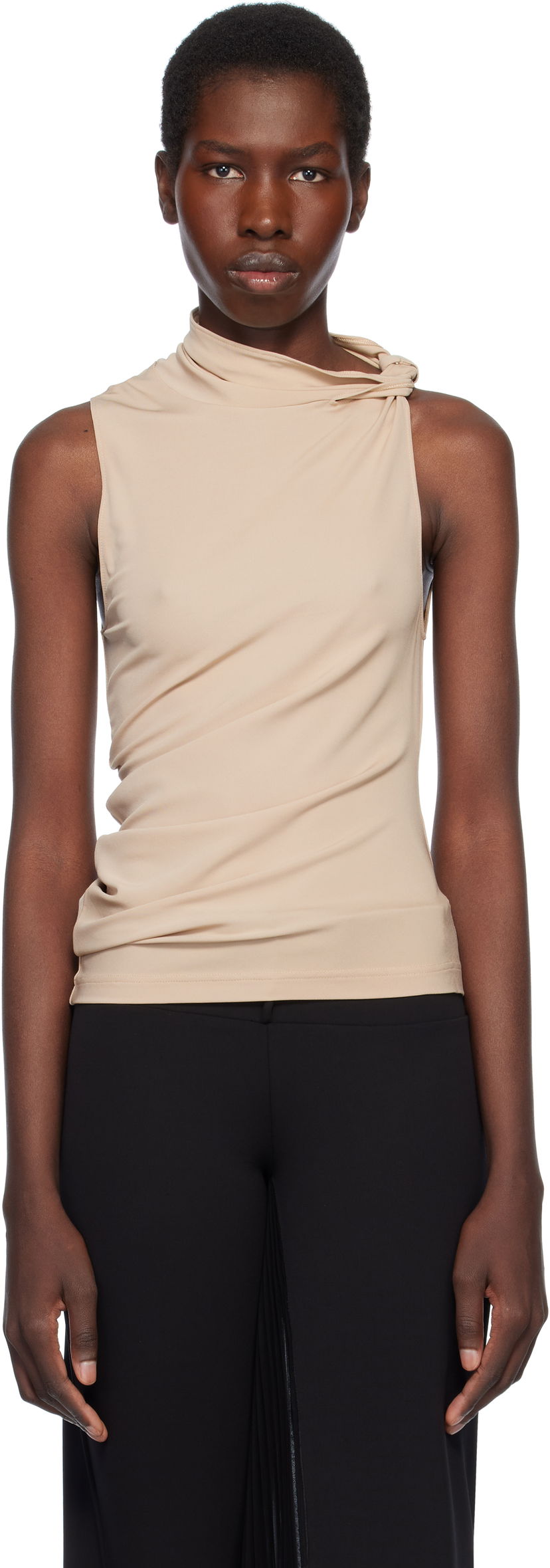 Tanktop Courrèges Courrèges Draped Jersey Tank Top Beige | 125JDE120JS0145