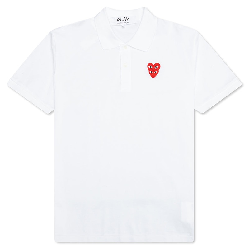 Polo skjorte Comme des Garçons Play Stacked Heart Polo Hvid | AZ-T298-051-2 / P1T290