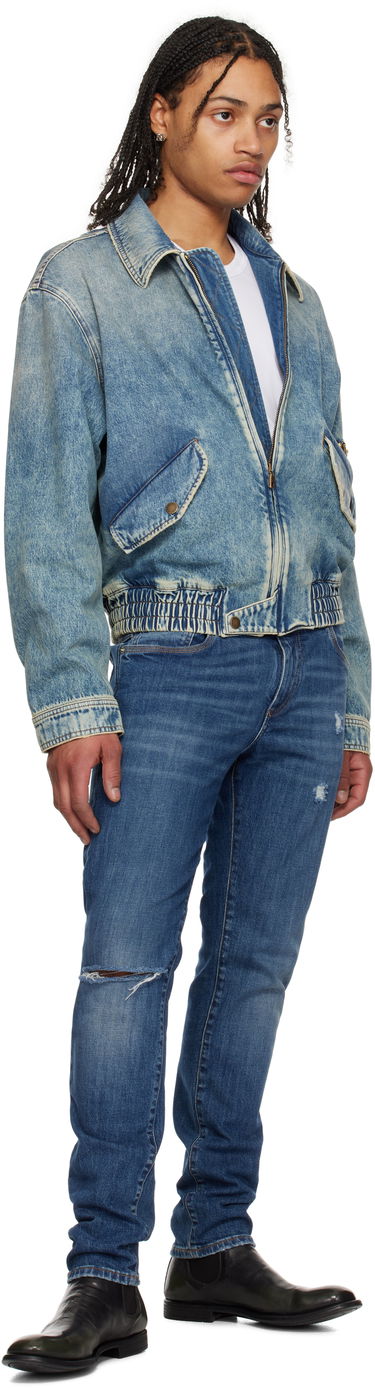 Bomberjakke Dolce & Gabbana Dolce&Gabbana Tag Denim Bomber Jacket Blå | G9BKNDG8ME5, 3