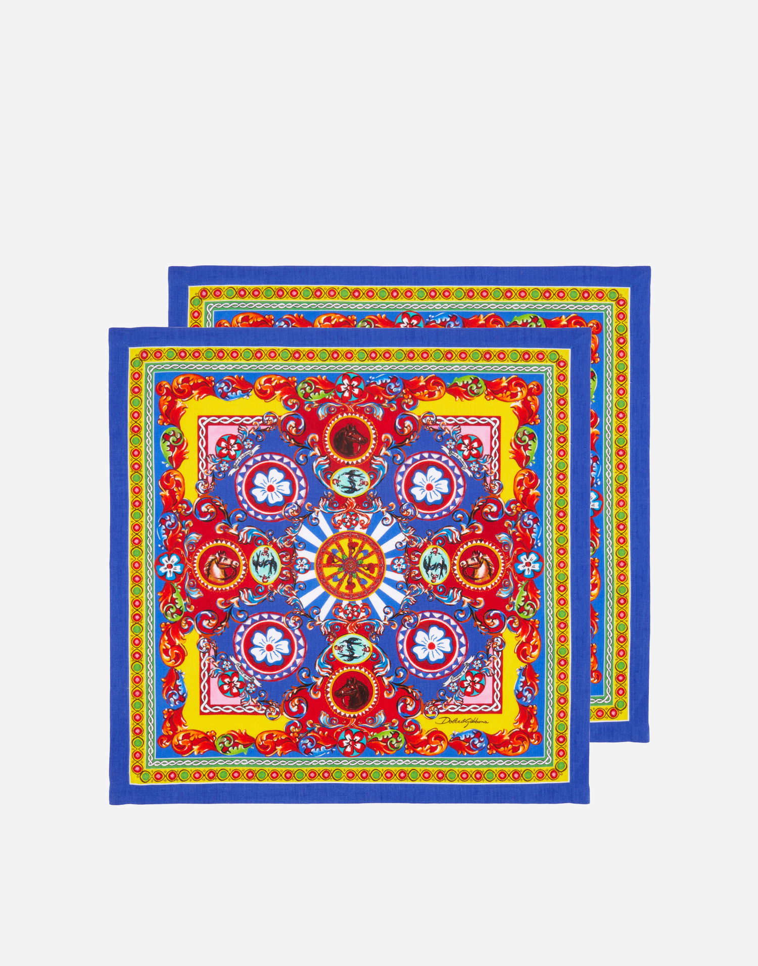 Home decor Dolce & Gabbana Set Of 2 Multicolor Linen Napkins Blå | TCGS05TCADNUC085, 0
