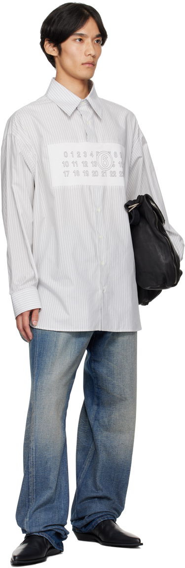 Skjorte Maison Margiela MM6 Maison Margiela Striped Long Sleeve Shirt Hvid | SH0NH0014 M35474, 3