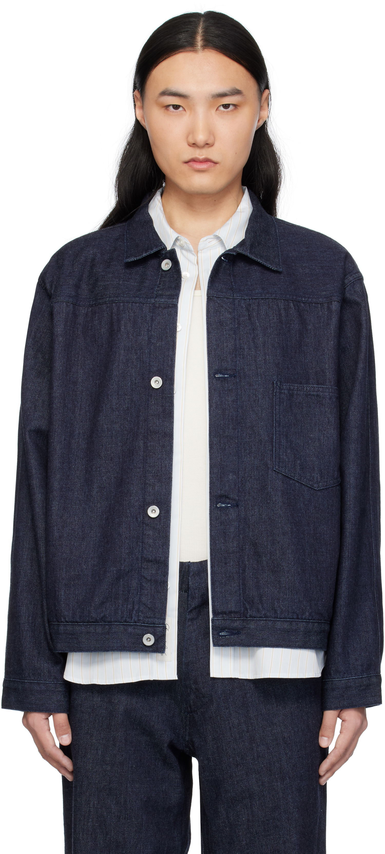 Jakke NANAMICA Nanamica Short Denim Jacket Blå | S25SA081U, 0