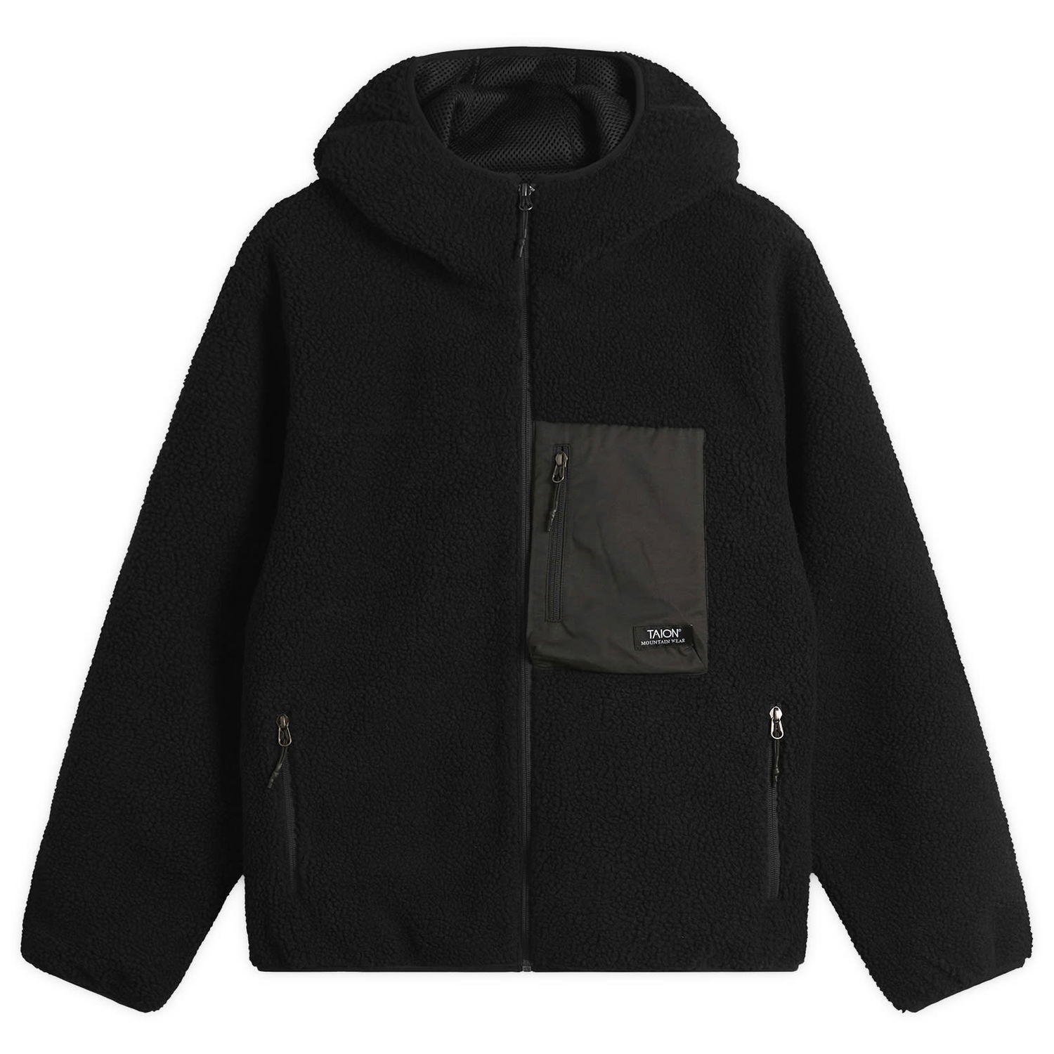 Jakke TAION Mountain Boa Hooded Fleece Jacket Sort | TAION-106NDMBMT-BKBK, 1