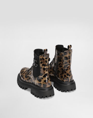 Tilbehør Dolce & Gabbana Dolce & Gabbana Printed Shiny Calfskin Ankle Boots Brun | D11360AM568HA93M, 2