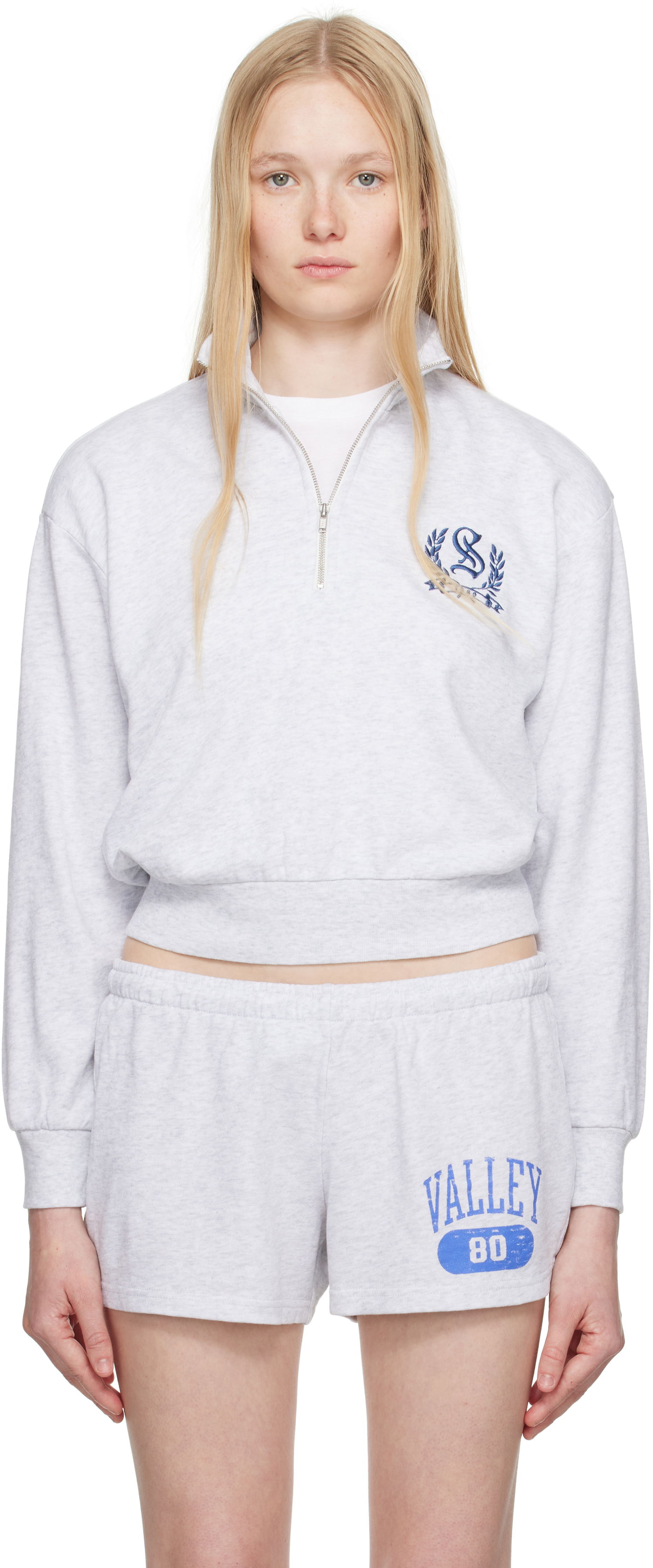 Sweater SKIMS SKIMS Lightweight Fleece Shrunken Quarter Zip Sweatshirt Grå | PL-PLO-8155W, 0