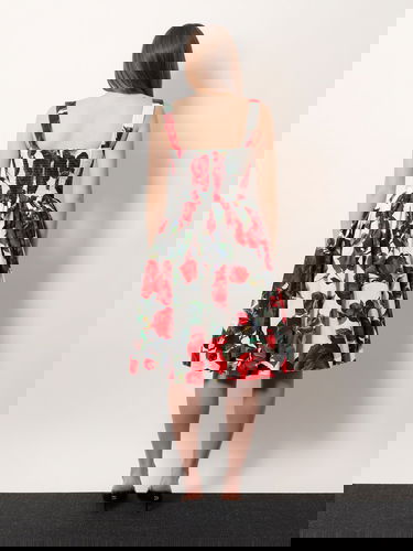 Kjole Dolce & Gabbana Dolce & Gabbana Rose Print Fit-and-Flare Dress Flerfarvet | F6ADLTHS5S2HA5KQ, 2