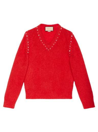 Sweater Gucci Mohair With Studs Crewneck Rød | 721152 XKCQM 6429