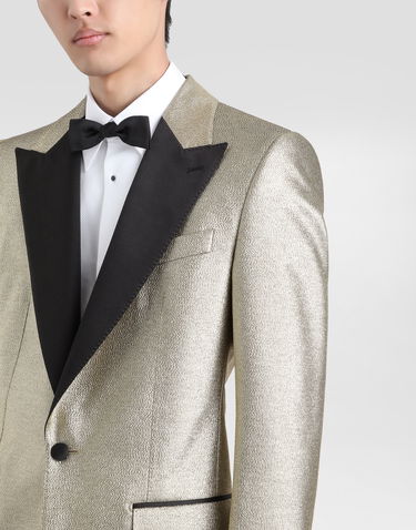Skjorte Dolce & Gabbana Single-breasted Lamé Jacquard Tuxedo Jacket Beige | G2QU6TFJODVS0997, 3