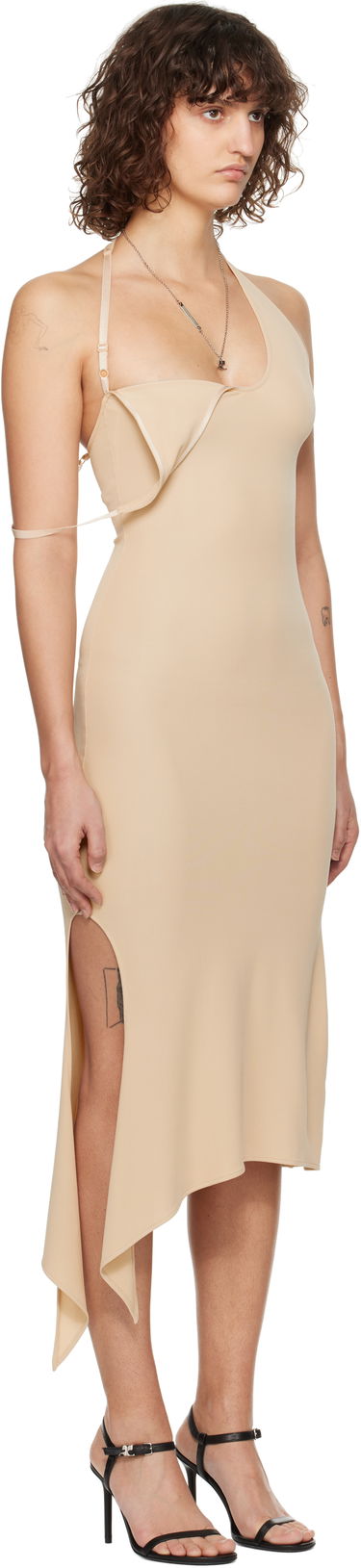 Kjole Courrèges Courrèges Undressed Jersey Maxi Dress Beige | 125JRO480JS0145, 1
