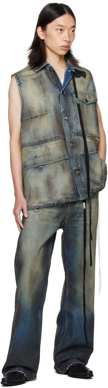 Jeans Ann Demeulemeester Ann Demeulemeester Dirtied Bootcut Jeans Blå | B0013616-FA671-053, 3