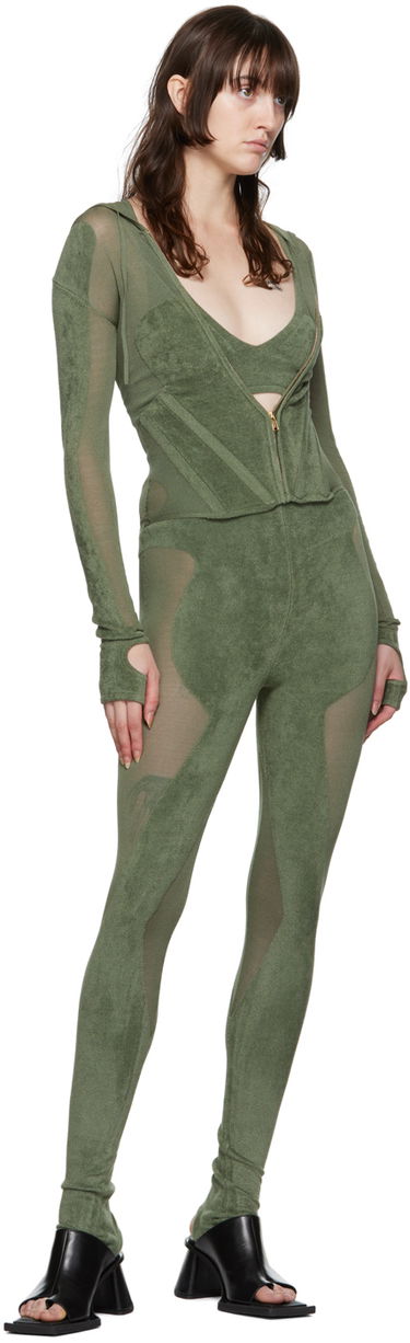 Sweatshirt Dion Lee Paneled Zip-Up Hoodie Grøn | C7075P22, 3