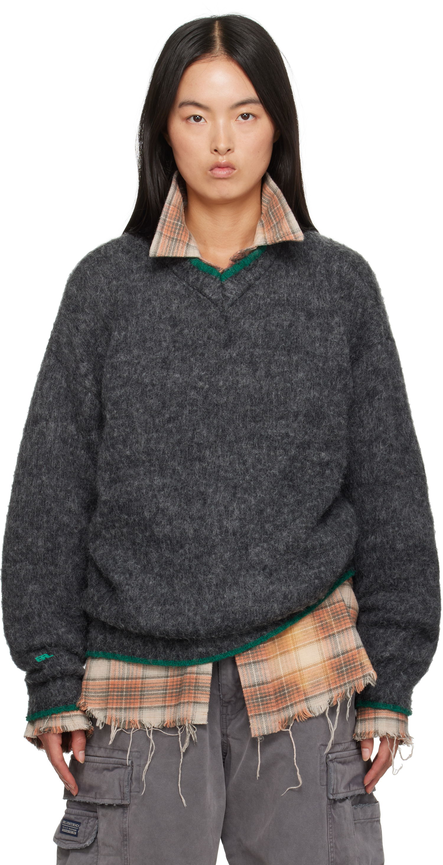 Sweater ERL Overwashed Pilling Sweater Grå | ERL09N005, 0