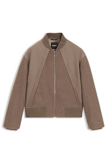 Bomberjakke BOSS BOSS Mixed-Fabric Bomber Jacket Brun | 50543411, 0