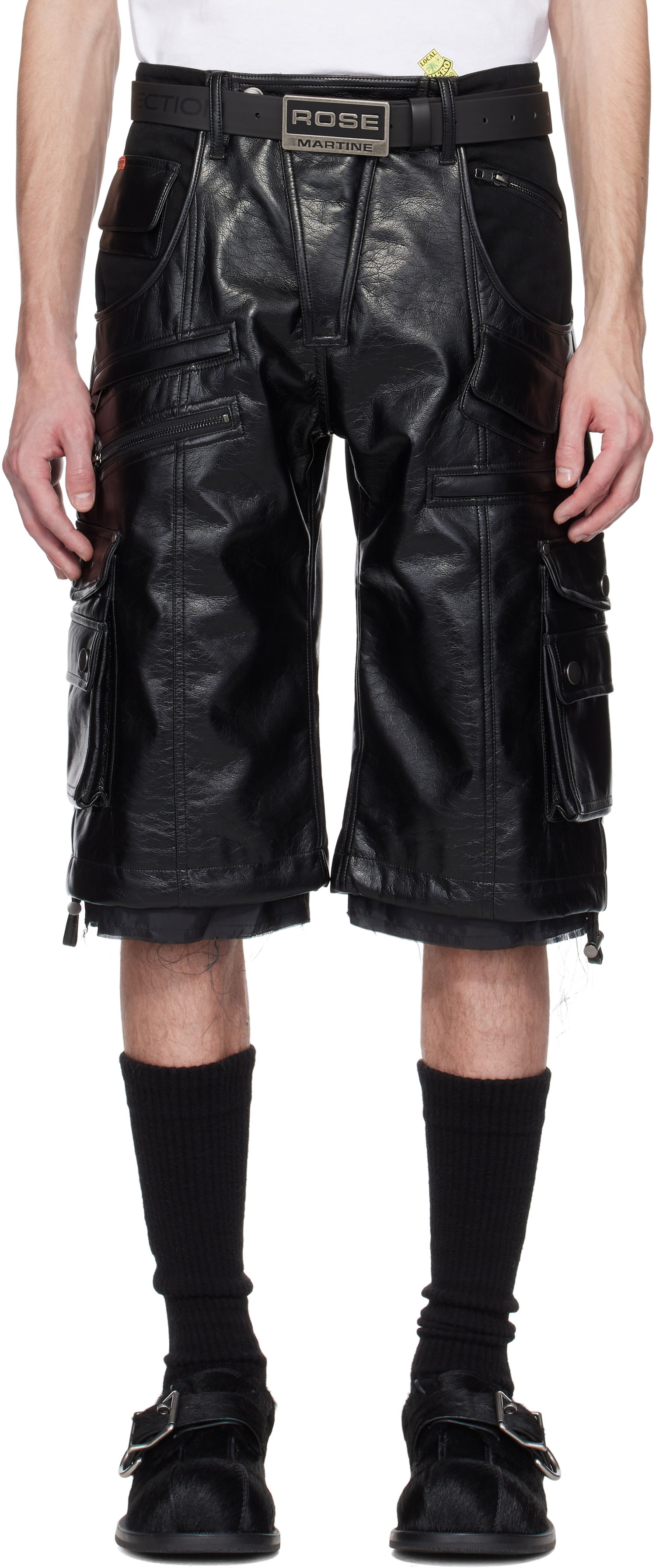 Shorts Martine Rose Martine Rose Faux-Leather Utility Shorts Sort | 540LP02001, 0