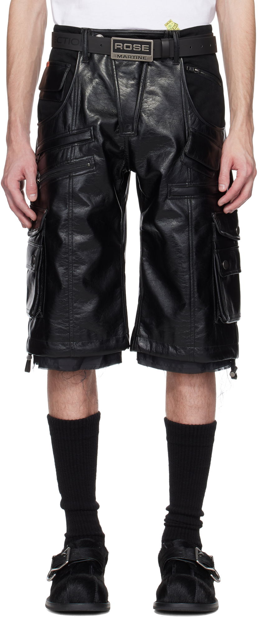 Shorts Martine Rose Martine Rose Faux-Leather Utility Shorts Sort | 540LP02001