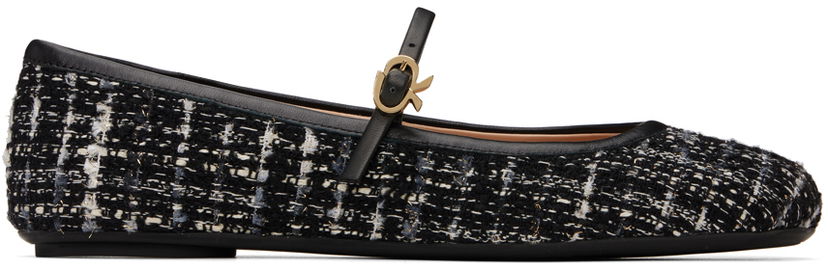 Sneakers og sko Gianvito Rossi Carla Tweed Ballerina Flats Sort | G22223-05GOM-BCP