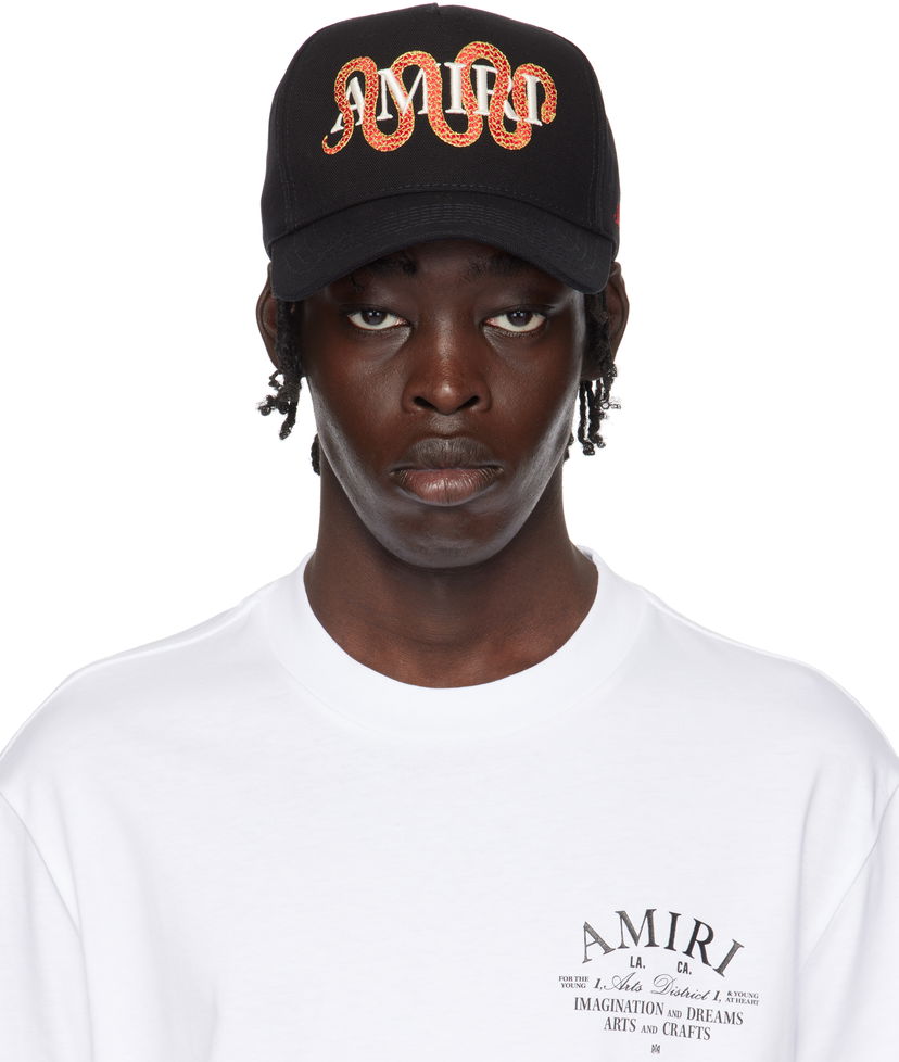 Kasket AMIRI Snake Black Cap Sort | AMHACP1040