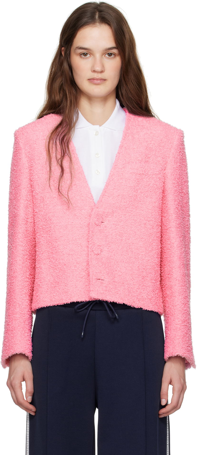 Sweater MSGM MSGM Cropped Bouclé Jacket Lyserød | 3841MDG15 257113