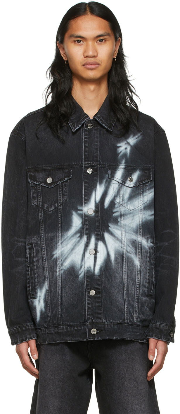 Jakke We11done We11done Graphic Print Denim Jacket Sort | WD-DJ1-22-356-U-WB, 0