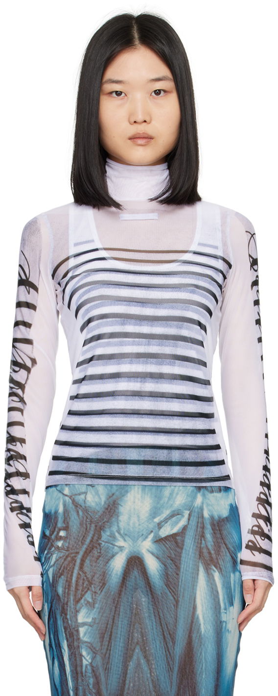 T-shirt Jean Paul Gaultier Jean Paul Gaultier Striped Turtleneck Top Hvid | 24/30-F-TO198-J559-015900