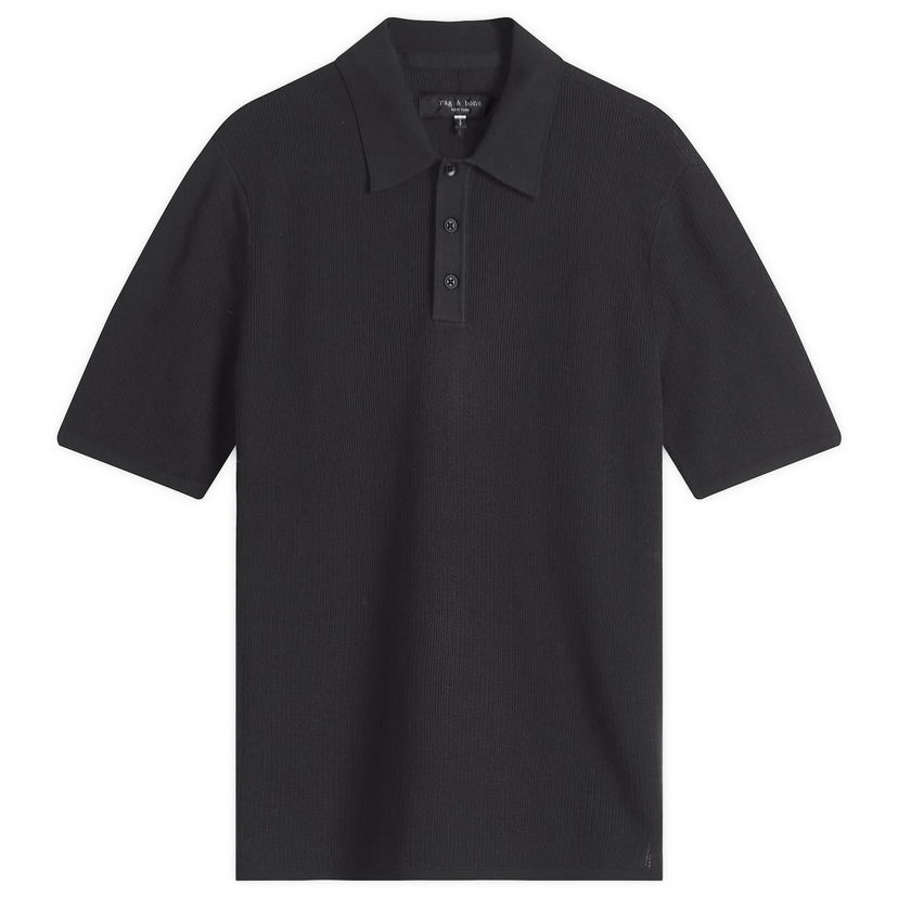 Polo skjorte rag & bone Rag & Bone Harvey Knit Polo Shirt, Large Sort | MBS22S018KI18-BLK