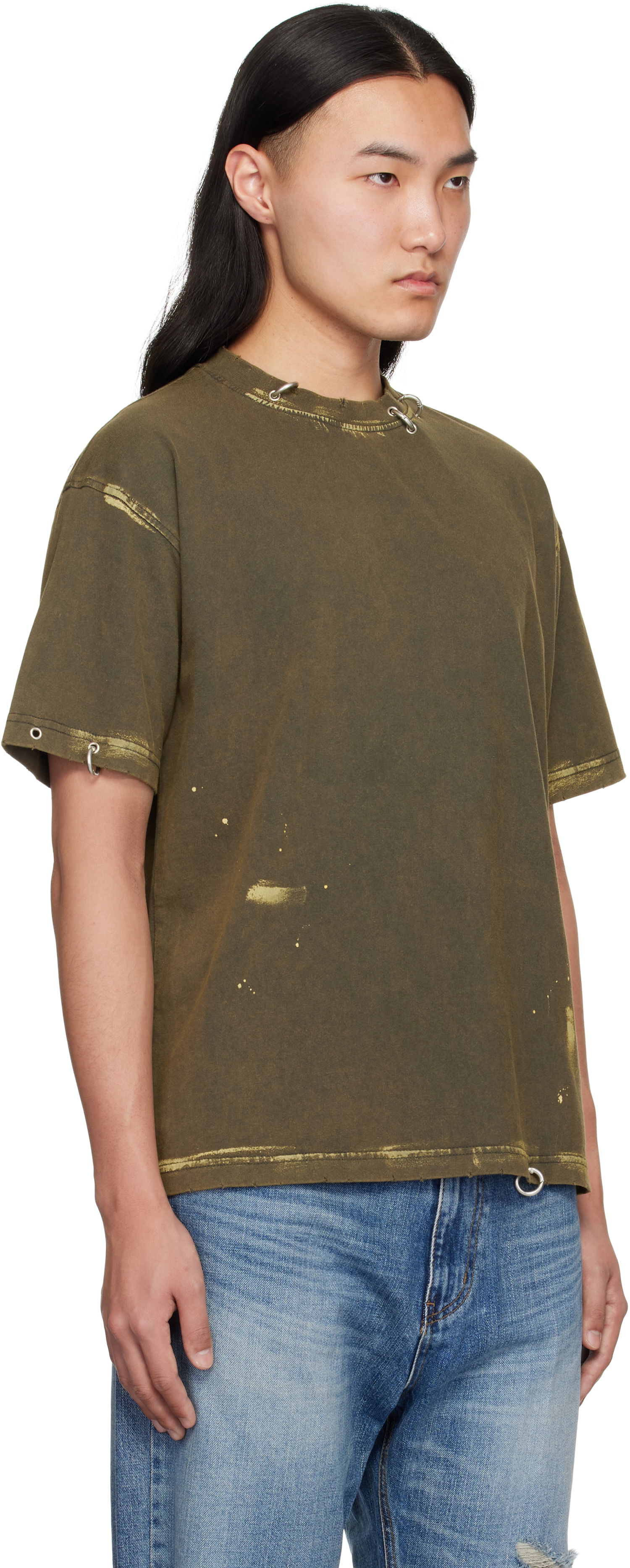 T-shirt We11done We11done Pierced T-Shirt Grøn | WD-TT0-25-770-U-CH, 1