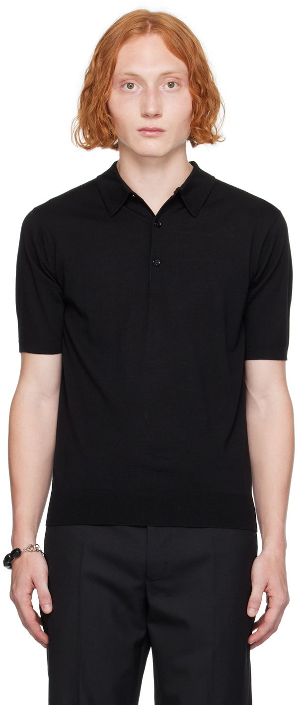 Polo skjorte Dries Van Noten Black Three-Button Polo Sort | 242-021202-9700