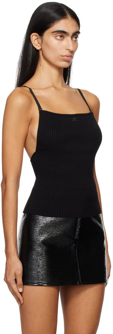 Tanktop Courrèges Courrèges Ribbed Knit Tank Top Sort | 324MTO340FI0001, 1