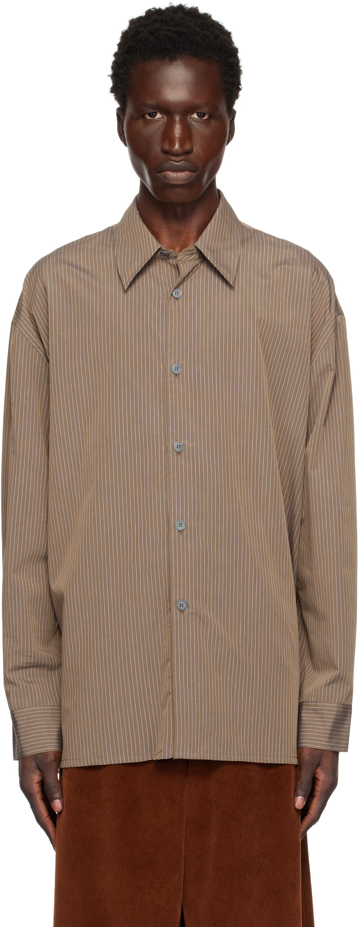 Skjorte Studio Nicholson Studio Nicholson Pinstripe Shirt Brun | STRIKE SNM - 1164, 0